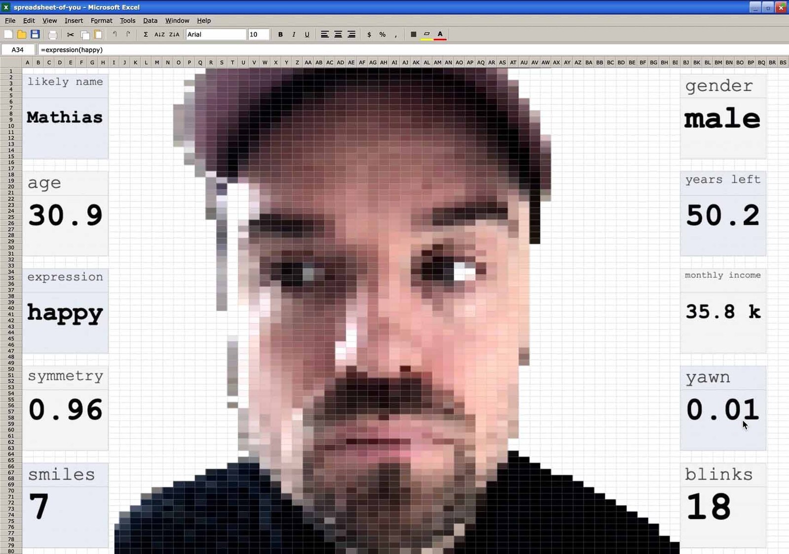 Spreadsheet of You by Andreas Refsgaard